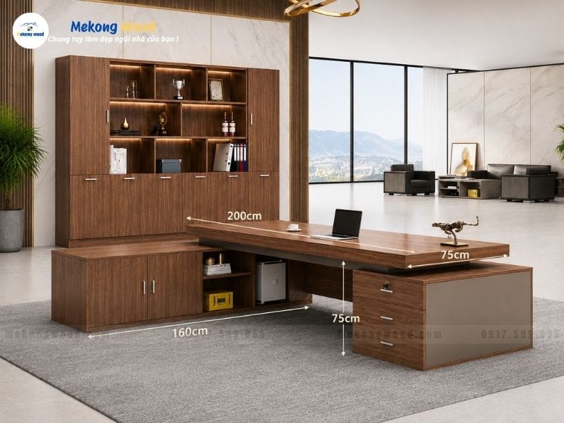 Kích thước chuẩn bàn làm việc giám đốc tại Mekongwood