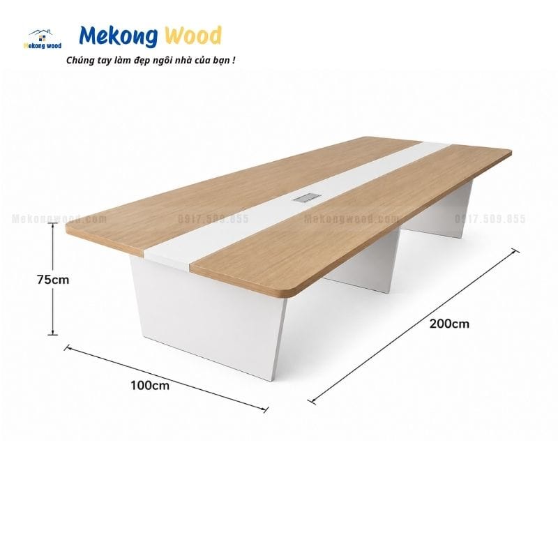 Kích thước mẫu bàn họp gỗ công nghiệp mdf