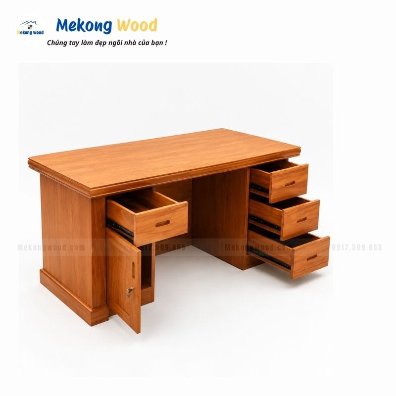 hfnh ảnh mặt trong bàn làm việc gỗ gõ đỏ