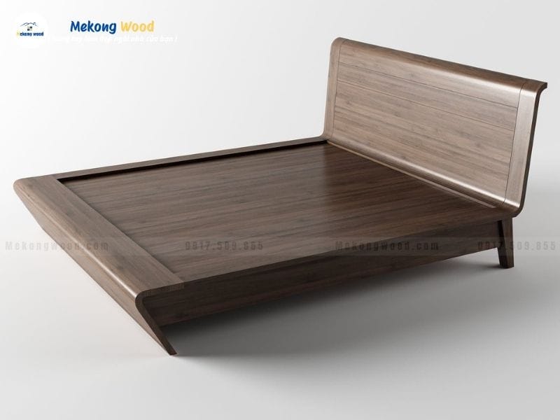 Mẫu giường ngủ gỗ óc chó bo cạnh