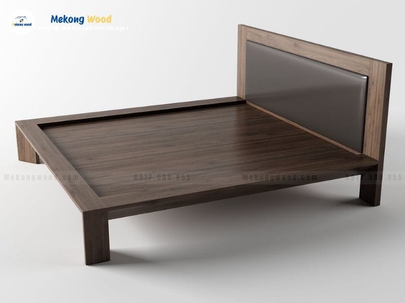 Mẫu giường gỗ óc chó bọc nệm ở đầu giường