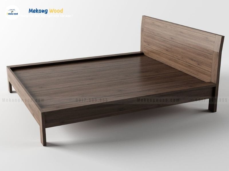 Mẫu giường ngủ gỗ óc chó thiết kế đơn giản