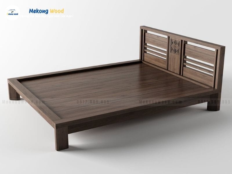 mẫu giường ngủ gôc óc chó nan tối giản