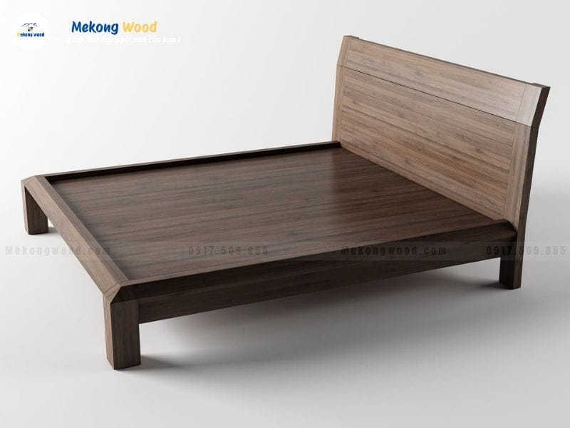 mẫu giường ngủ gỗ óc chó vát cạnh