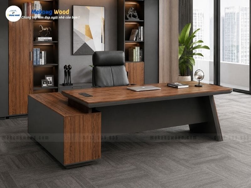 Hình ảnh bàn làm việc giám đốc gỗ công nghiệp tại văn phòng