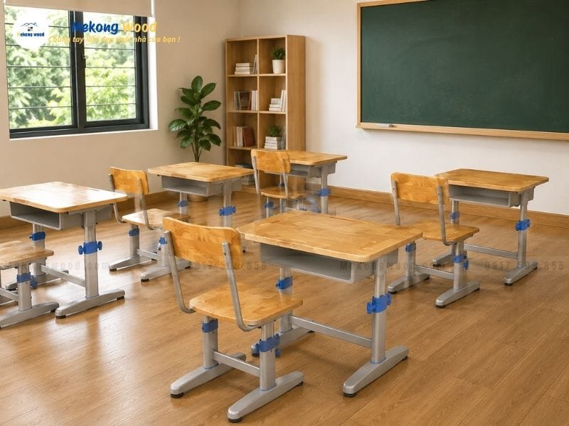Mẫu bàn ghế học sinh tiểu học 1 chỗ