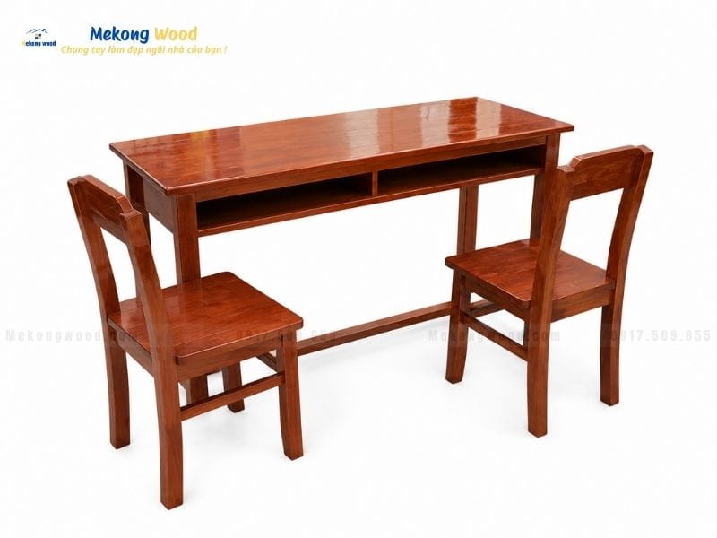 bàn ghế học sinh 2 chỗ ngồi gỗ tự nhiên