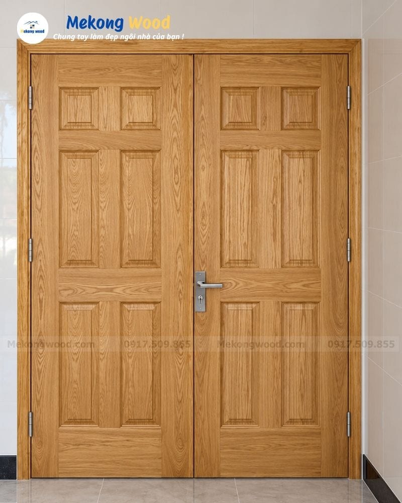 Bộ cửa gỗ sồi 2 cánh sang trọng cho căn hộ chung cư và nhà phố