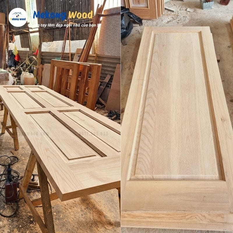 Thi công cửa gỗ sồi tại mekongwood