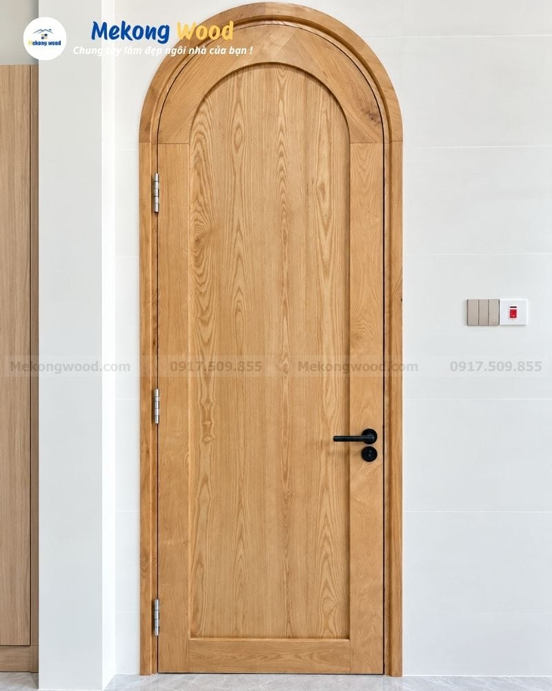 Cửa vòm gỗ sồi 1 cánh đẹp